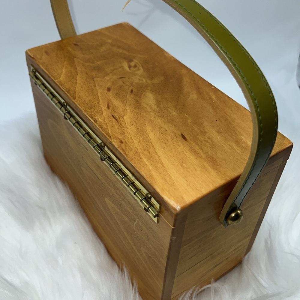 🦋NWT VINTAGE HANDMADE WOODEN PURSE BY DRAGONFLY - Picture 12 of 15